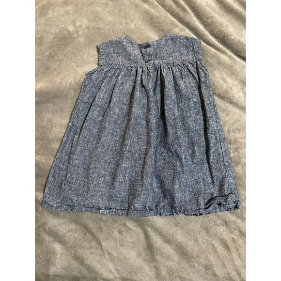 Tea Collection Size 18-24 M Baby Girl Denim Embroidered Floral Sleeveless Dress - Picture 4 of 8